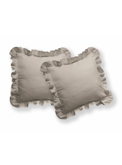 POSZEWKA NA PODUSZKĘ 40x40 cm 2pak TAUPE Z FALBANKĄ