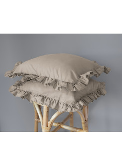 POSZEWKA NA PODUSZKĘ 40x40 cm 2pak TAUPE Z FALBANKĄ 2