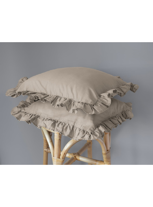 POSZEWKA NA PODUSZKĘ 40x40 cm 2pak TAUPE Z FALBANKĄ