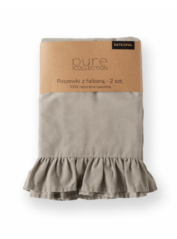 POSZEWKA NA PODUSZKĘ 40x40 cm 2pak TAUPE Z FALBANKĄ
