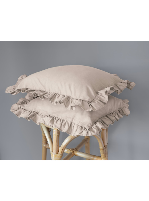 POSZEWKA NA PODUSZKĘ 40x40 cm 2pak BEŻOWA Z FALBANKĄ