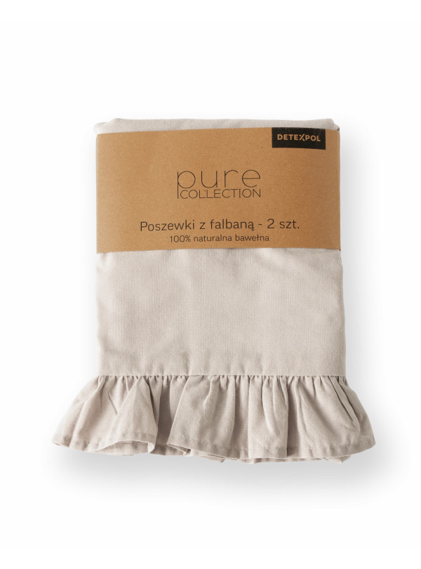 POSZEWKA NA PODUSZKĘ 40x40 cm 2pak BEŻOWA Z FALBANKĄ