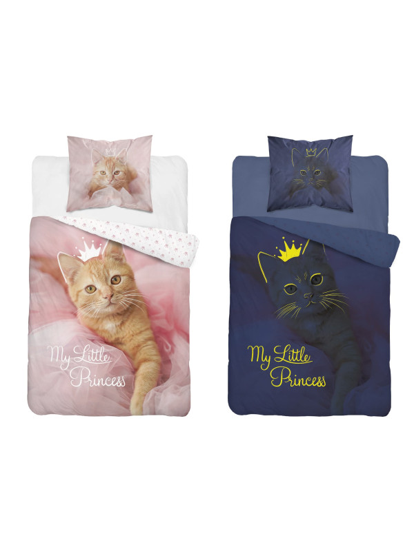 POŚCIEL 160x200 ŚWIECĄCA W CIEMNOŚCI Z KOTEM RÓŻOWA 4232_A