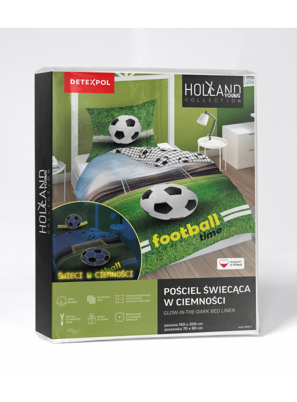 POŚCIEL 160x200 ŚWIECĄCA W CIEMNOŚCI PIŁKA NOŻNA FOOTBALL TIME 5206_A