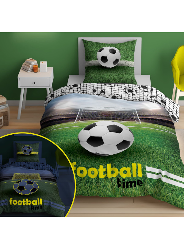 POŚCIEL 160x200 ŚWIECĄCA W CIEMNOŚCI PIŁKA NOŻNA FOOTBALL TIME 5206_A