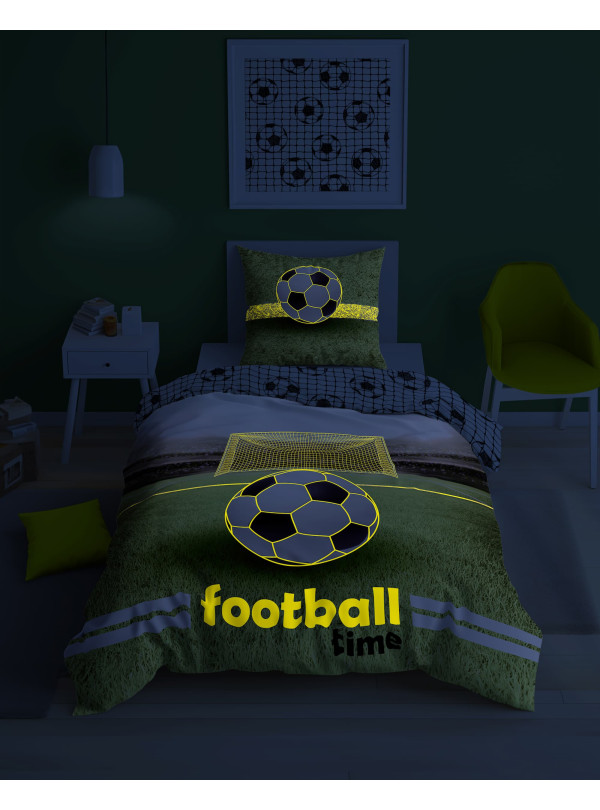 POŚCIEL 160x200 ŚWIECĄCA W CIEMNOŚCI PIŁKA NOŻNA FOOTBALL TIME 5206_A