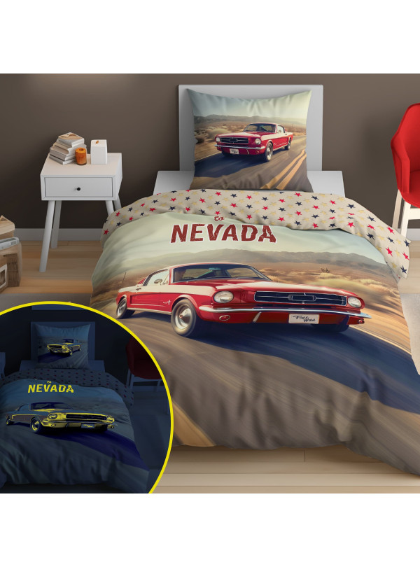 POŚCIEL 140x200 ŚWIECĄCA W CIEMNOŚCI SAMOCHÓD AUTO 5210_A