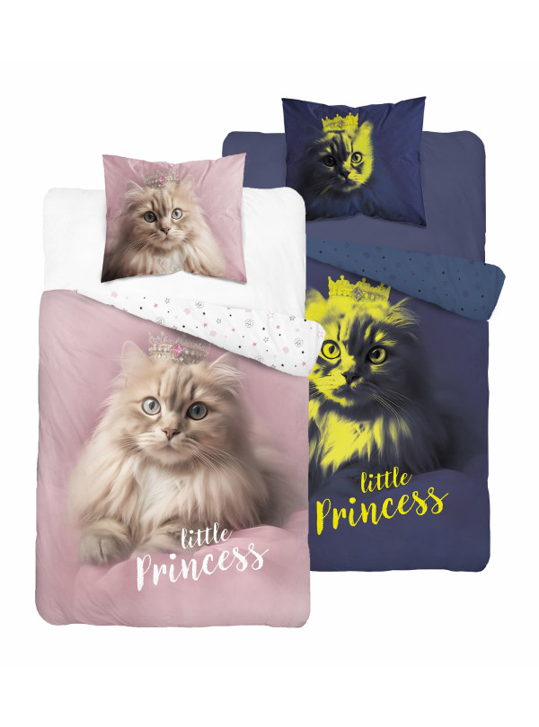 POŚCIEL 160x200 ŚWIECĄCA W CIEMNOŚCI Z KOTEM RÓŻOWA 5211_A