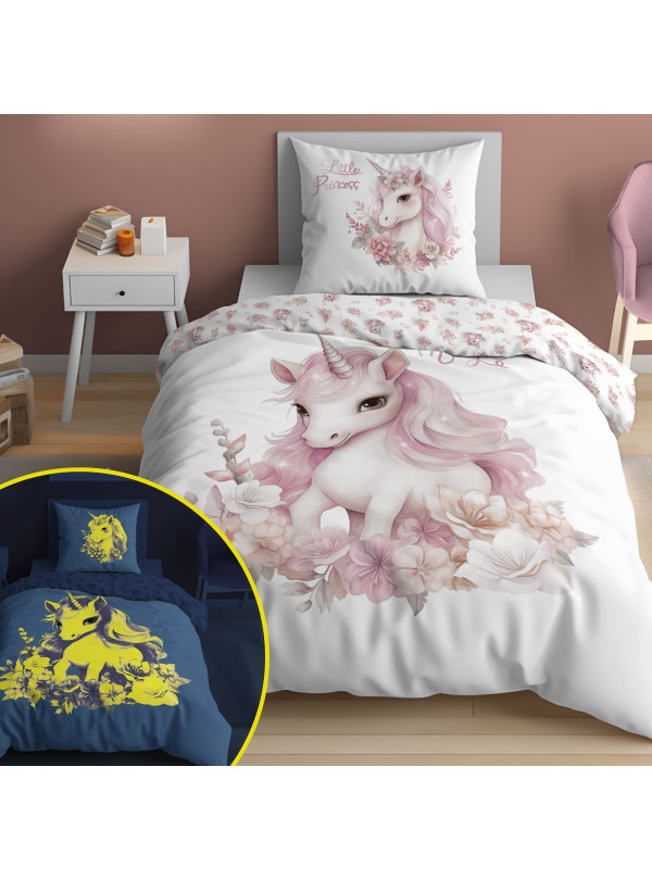 POŚCIEL 140x200 ŚWIECĄCA W CIEMNOŚCI JEDNOROŻEC 5405_A