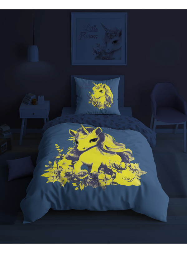 POŚCIEL 140x200 ŚWIECĄCA W CIEMNOŚCI JEDNOROŻEC 5405_A