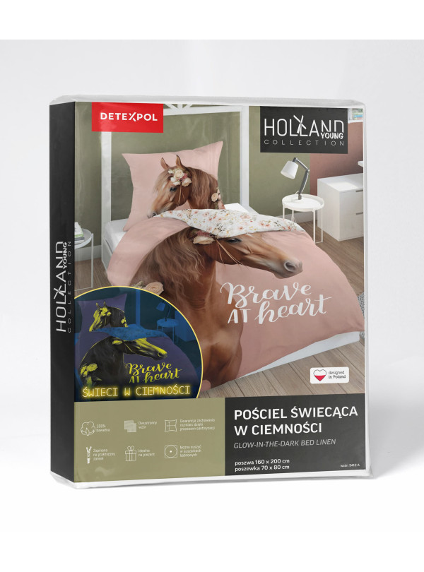 POŚCIEL 140x200 ŚWIECĄCA W CIEMNOŚCI Z KONIEM KOŃ 5412_A