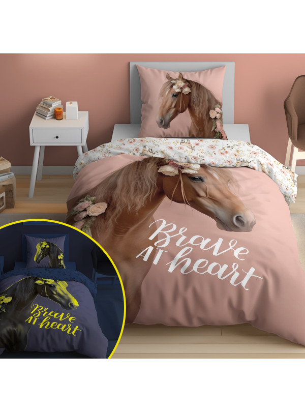 POŚCIEL 140x200 ŚWIECĄCA W CIEMNOŚCI Z KONIEM KOŃ 5412_A