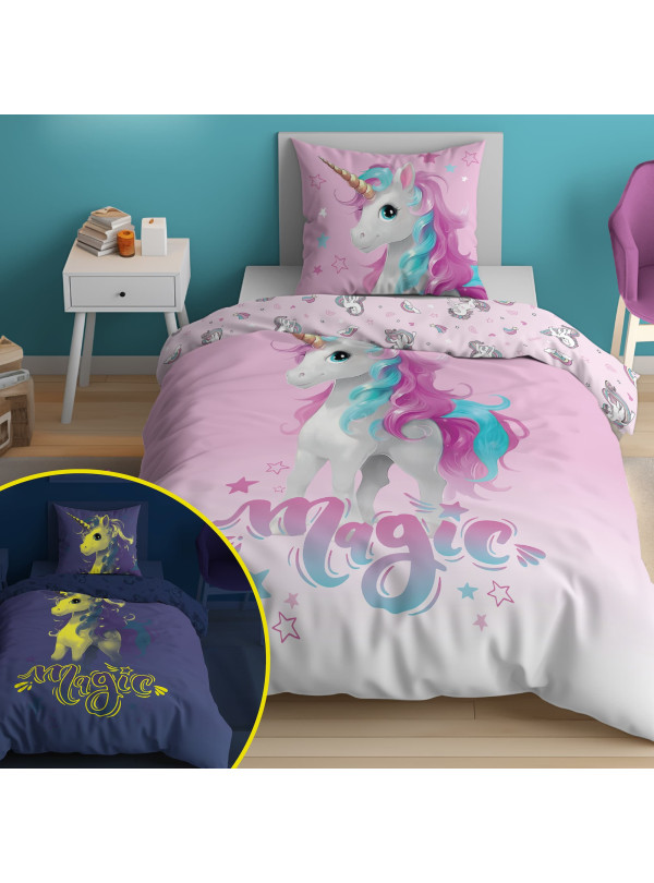 POŚCIEL 160x200 ŚWIECĄCA W CIEMNOŚCI JEDNOROŻEC 5419_A