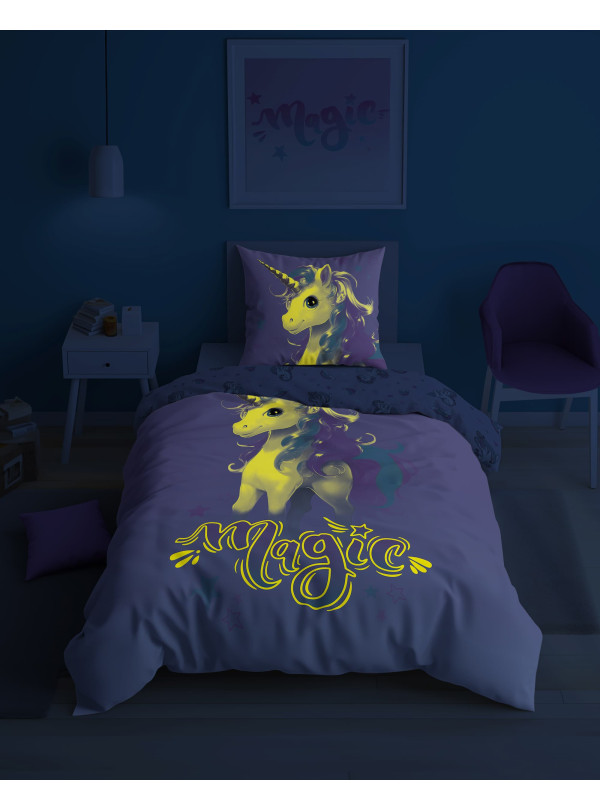 POŚCIEL 160x200 ŚWIECĄCA W CIEMNOŚCI JEDNOROŻEC 5419_A