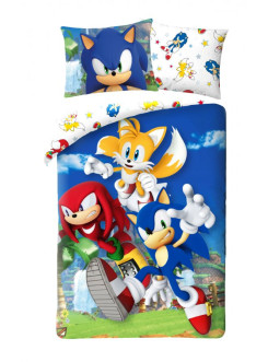 POŚCIEL 160x200 SUPER SONIC TAILS KNUCKLESS 100% BAWEŁNA SSH-055BL