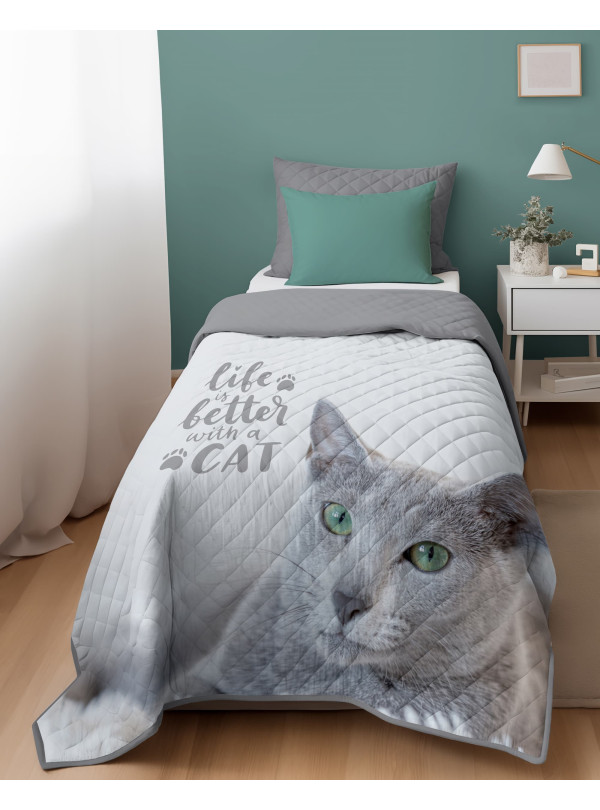 NARZUTA NA ŁÓZKO 170x210 PIKOWANA KOT KOTEK K_90