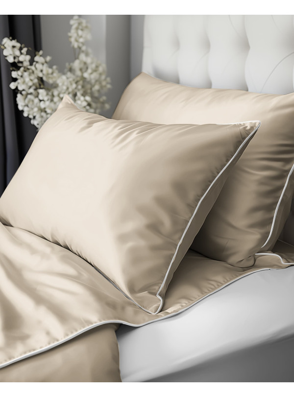 KOMPLET POŚCIELI PURE 160x200 MAKOSATYNA PIASKOWOBEŻOWA