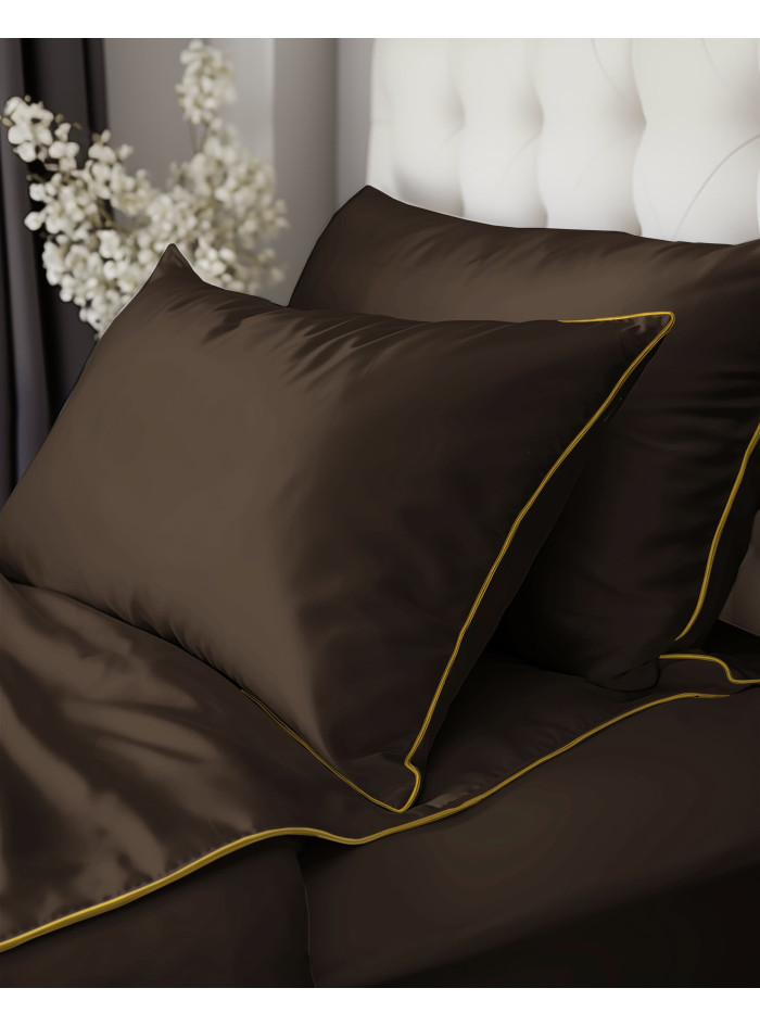 KOMPLET POŚCIELI PURE 200x220 MAKOSATYNA ESPRESSO