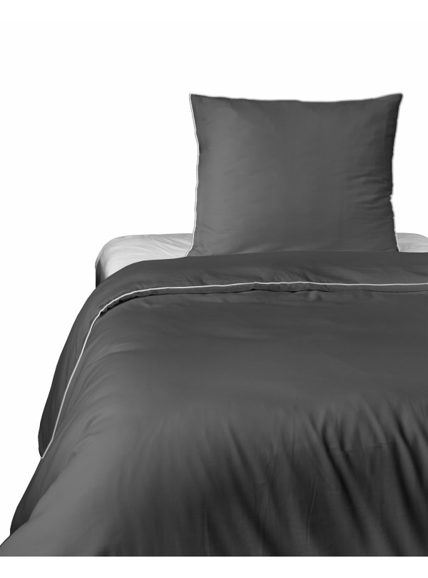 KOMPLET POŚCIELI PURE 140x200 MAKOSATYNA CIEMNOSZARA