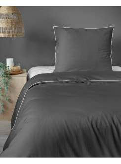 KOMPLET POŚCIELI PURE 140x200 MAKOSATYNA CIEMNOSZARA 2