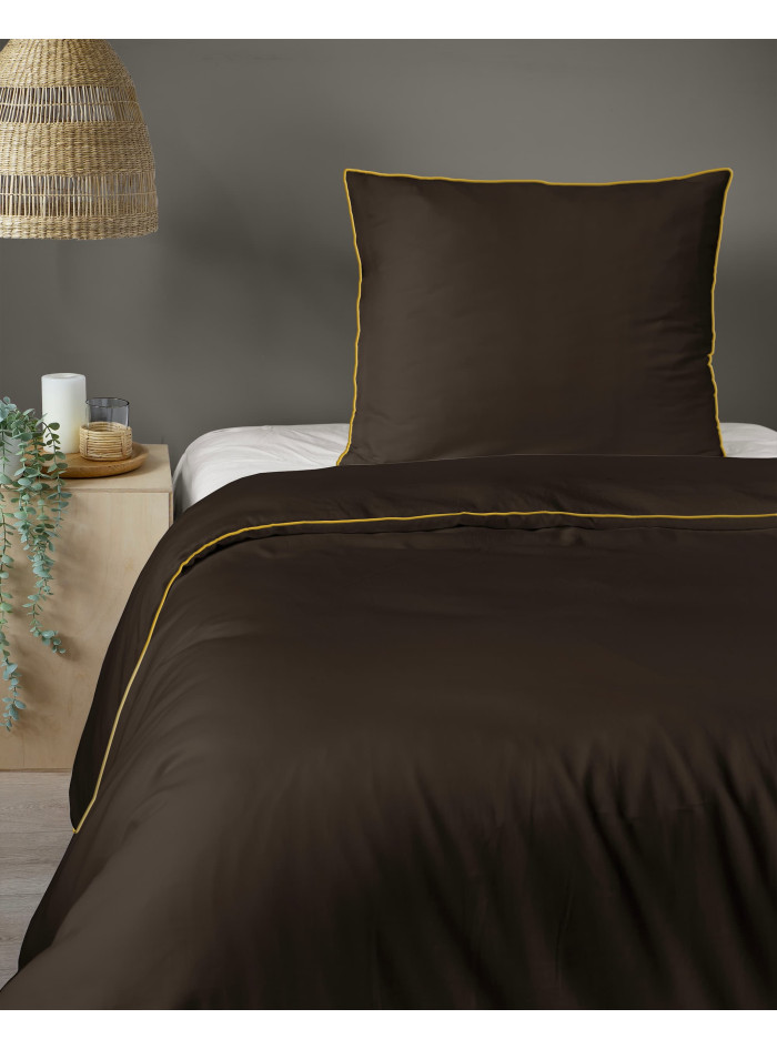 KOMPLET POŚCIELI PURE 140x200 MAKOSATYNA ESPRESSO