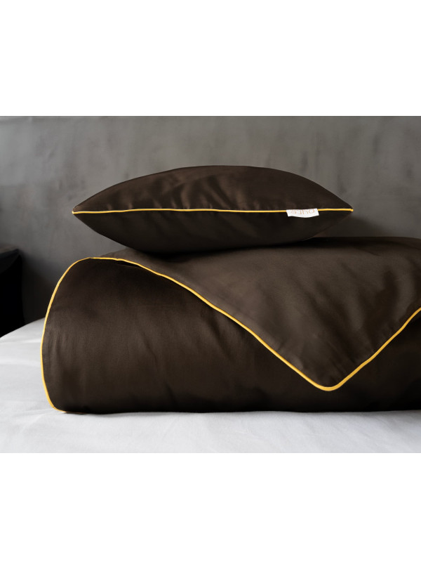 KOMPLET POŚCIELI PURE 140x200 MAKOSATYNA ESPRESSO