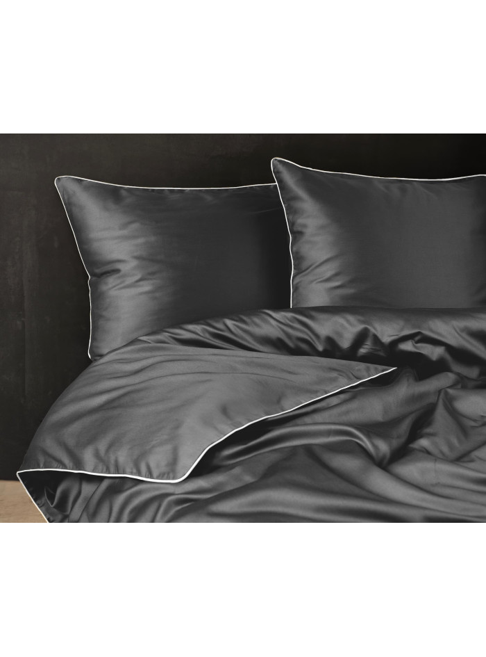 KOMPLET POŚCIELI PURE 160x200 MAKOSATYNA CIEMNOSZARA