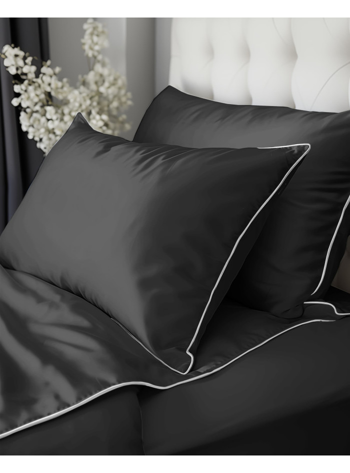 KOMPLET POŚCIELI PURE 160x200 MAKOSATYNA CIEMNOSZARA