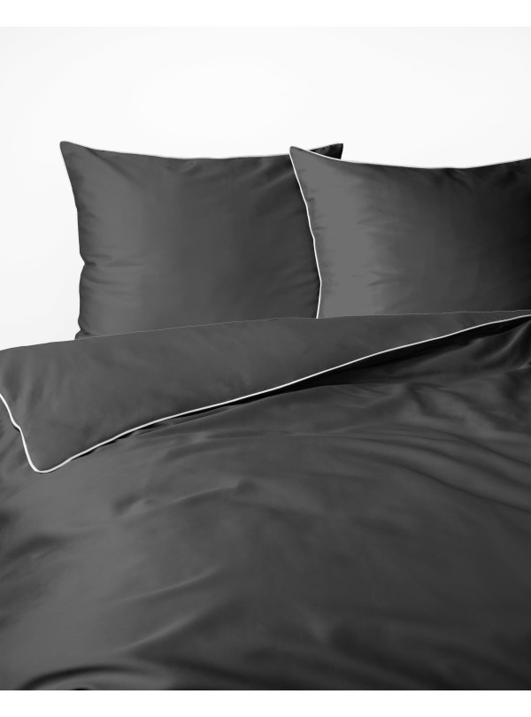 KOMPLET POŚCIELI PURE 160x200 MAKOSATYNA CIEMNOSZARA