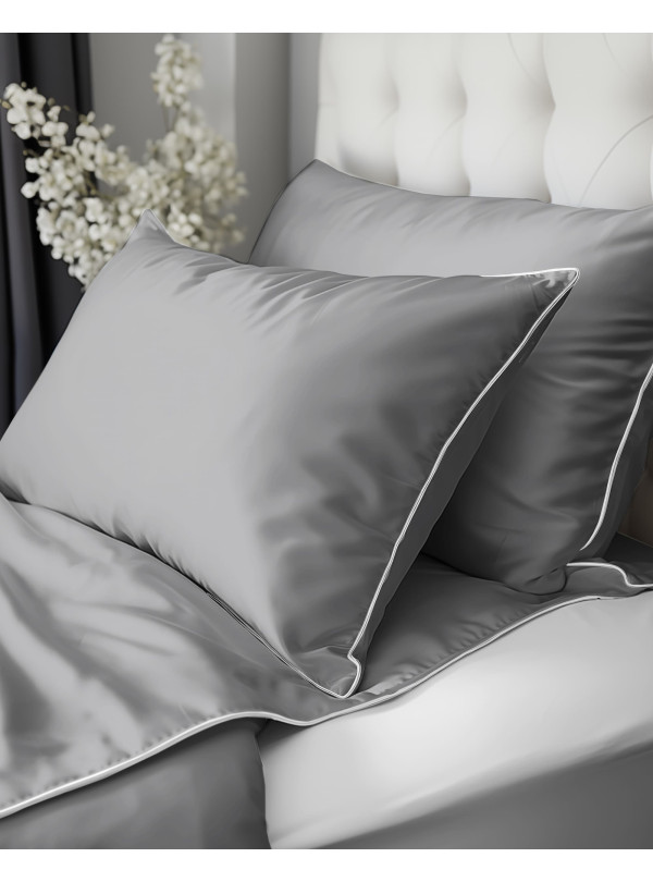 KOMPLET POŚCIELI PURE 200x220 MAKOSATYNA JASNOSZARA