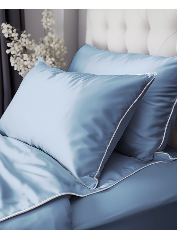 KOMPLET POŚCIELI PURE 160x200 MAKOSATYNA NIEBIESKA