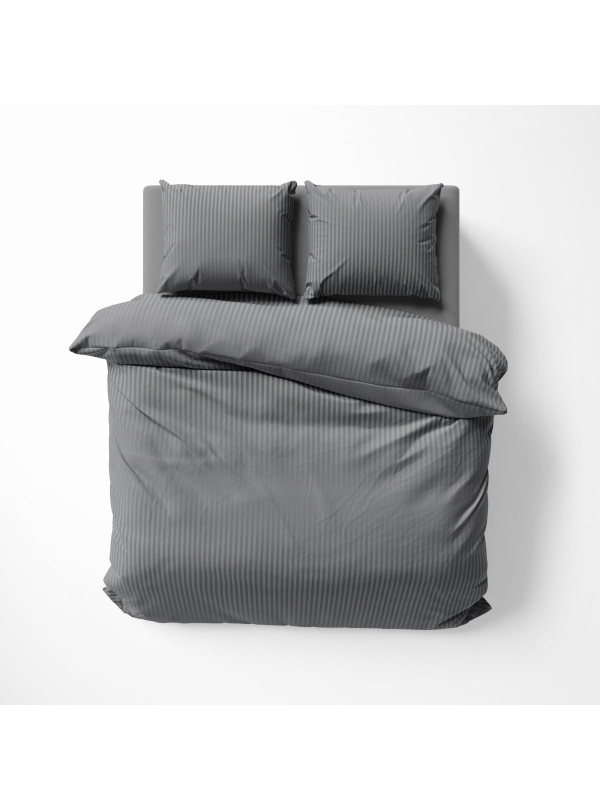 KOMPLET POŚCIELI 200x220 ADAMASZEK CIEMNOSZARA HOTELOWA PREMIUM