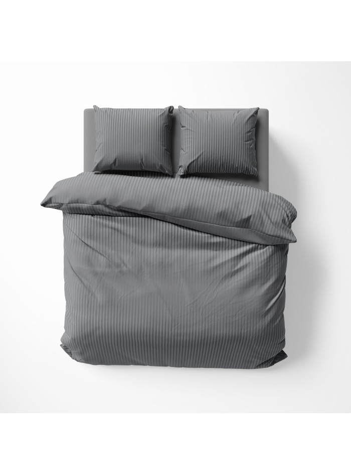 KOMPLET POŚCIELI 200x220 ADAMASZEK CIEMNOSZARA HOTELOWA PREMIUM