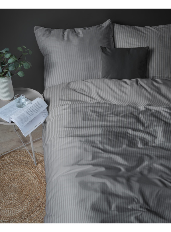 KOMPLET POŚCIELI 200x220 ADAMASZEK CIEMNOSZARA HOTELOWA PREMIUM