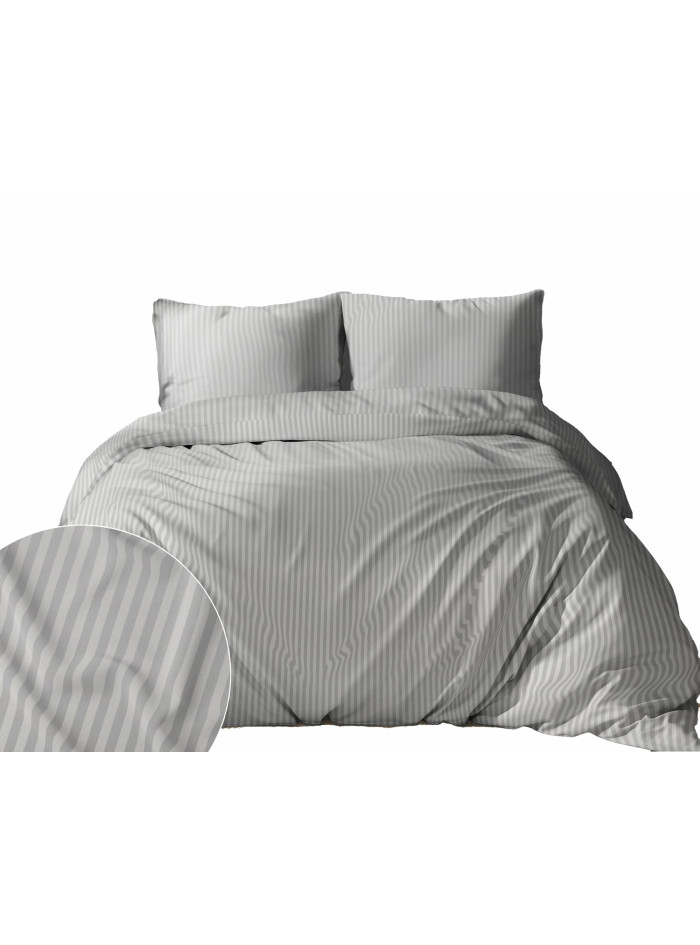 KOMPLET POŚCIELI 160x200 ADAMASZEK JASNOSZARA HOTELOWA PREMIUM