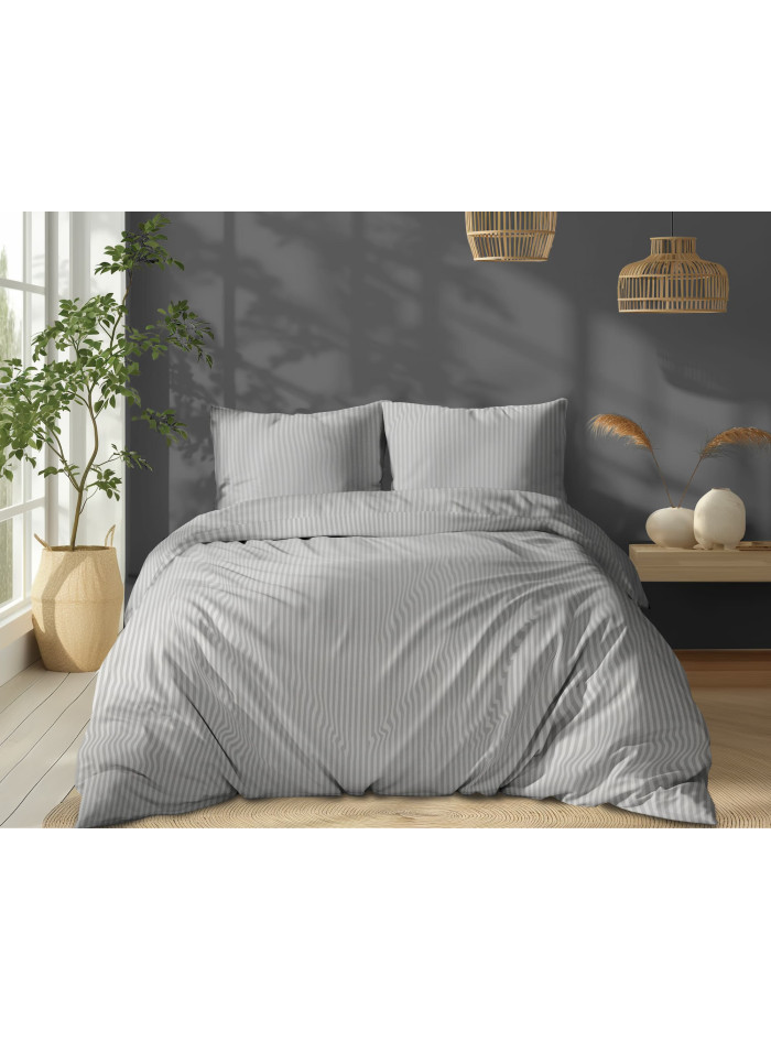 KOMPLET POŚCIELI 160x200 ADAMASZEK JASNOSZARA HOTELOWA PREMIUM