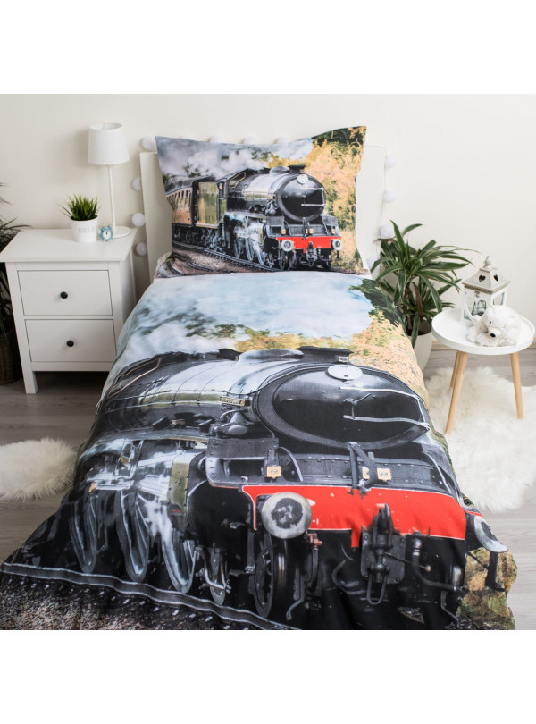 POŚCIEL MŁODZIEŻOWA 140x200 LOKOMOTYWA POCIĄG BAWEŁNIANA