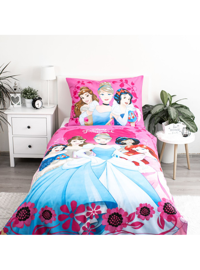 POŚCIEL BAWEŁNIANA 140x200 KSIĘŻNICZKI DISNEY KOPCIUSZEK ŚNIEŻKA
