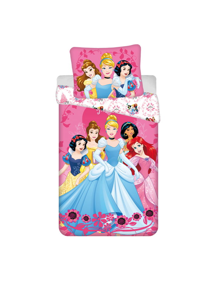 POŚCIEL BAWEŁNIANA 140x200 KSIĘŻNICZKI DISNEY KOPCIUSZEK ŚNIEŻKA
