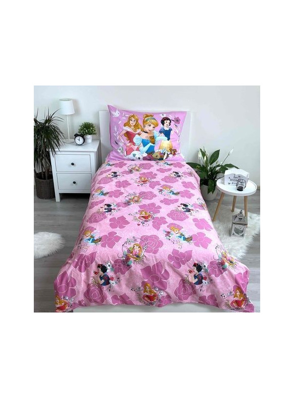 POŚCIEL BAWEŁNIANA 140x200 KSIĘŻNICZKI DISNEY ROSZPUNKA ŚNIEŻKA
