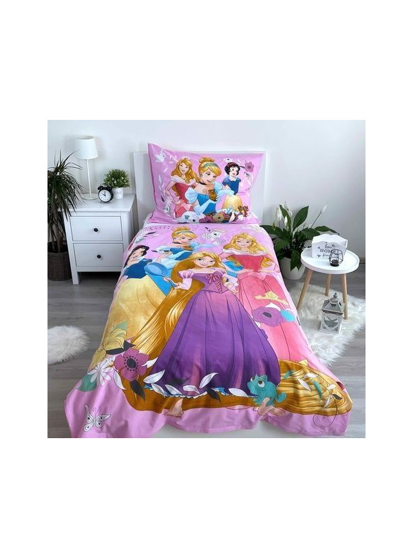 POŚCIEL BAWEŁNIANA 140x200 KSIĘŻNICZKI DISNEY ROSZPUNKA ŚNIEŻKA