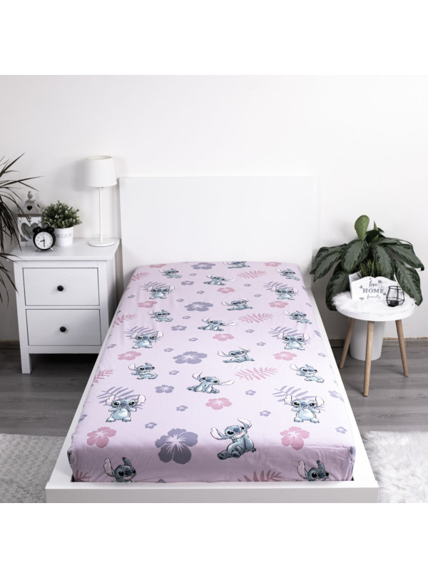 PRZEŚCIERADŁO Z GUMKA 90x200 LILO I STITCH RÓŻOWE