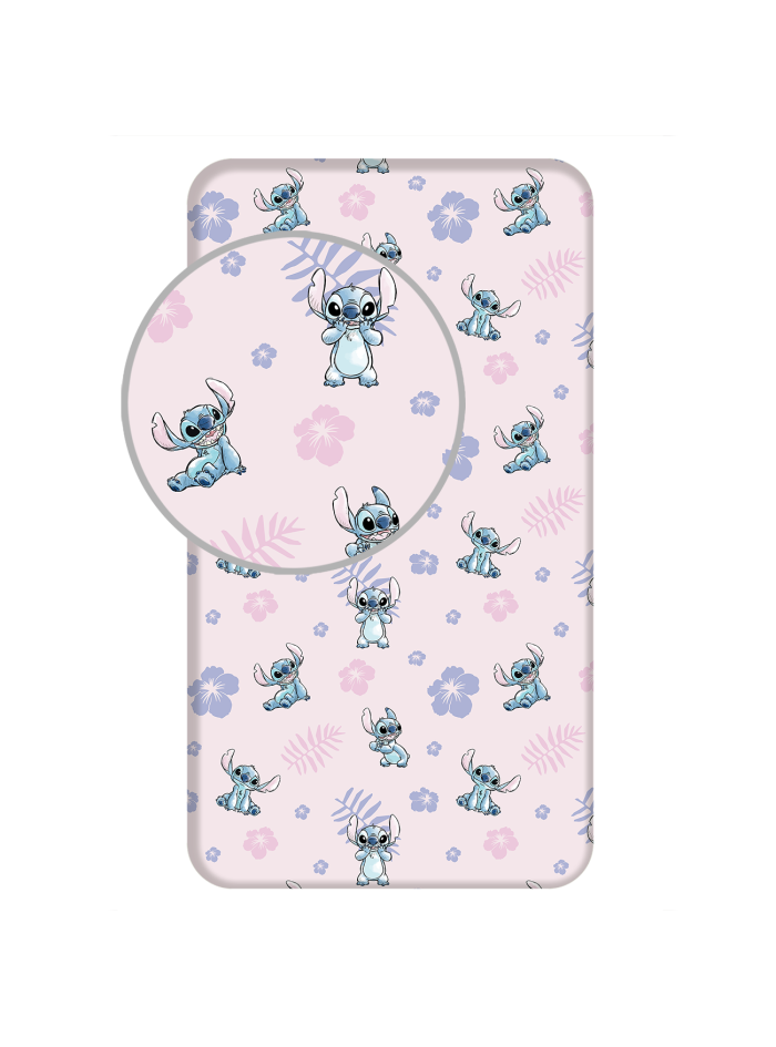 PRZEŚCIERADŁO Z GUMKA 90x200 LILO I STITCH RÓŻOWE